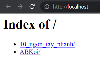 localhost được chạy trên trình duyệt