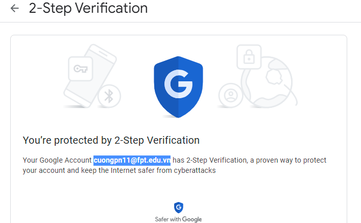 Tài khoản Google đã được xác thực 2 bước