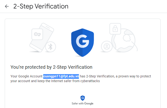 Tài khoản Google đã được xác thực 2 bước