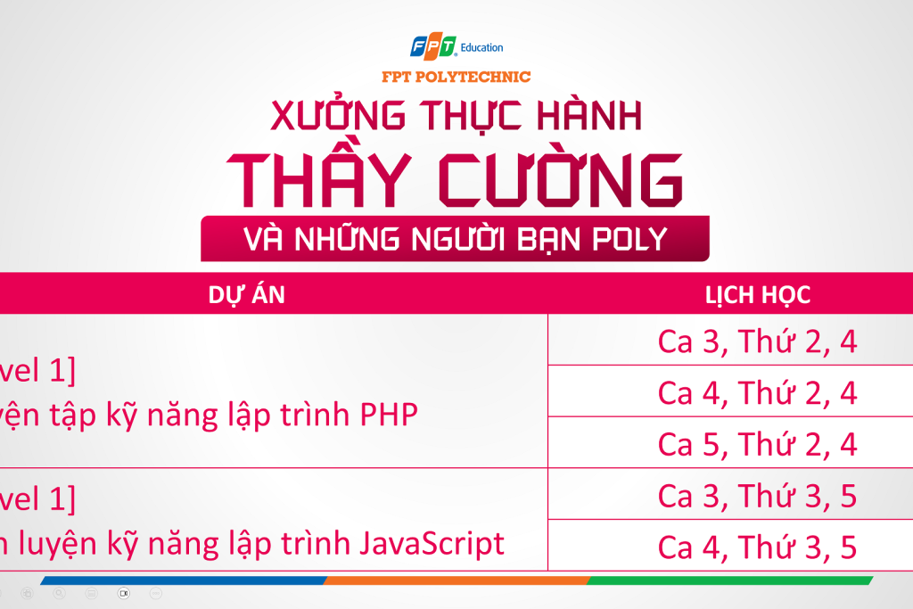 Lịch hướng dẫn thực hành xưởng của thầy CườngPN11