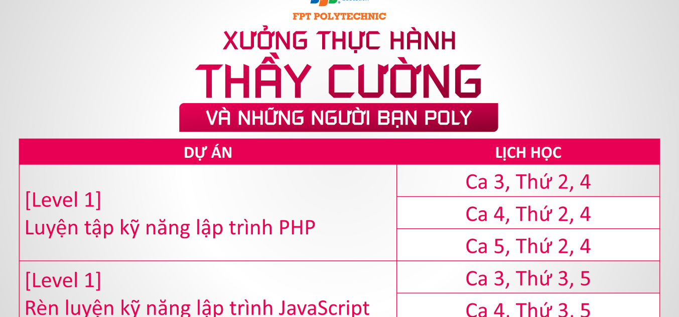 Lịch hướng dẫn thực hành xưởng của thầy CườngPN11