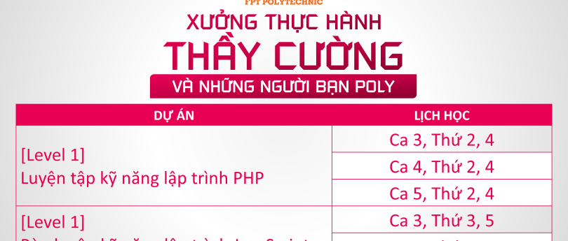 Lịch hướng dẫn thực hành xưởng của thầy CườngPN11