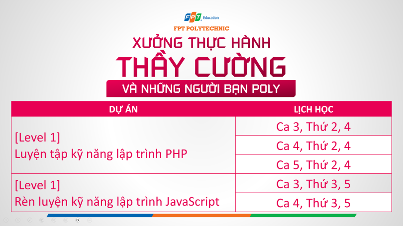 Lịch hướng dẫn thực hành xưởng của thầy CườngPN11