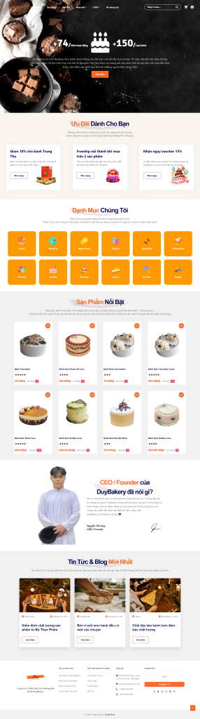 DuyBakery trên giao diện Desktop